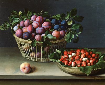 Basket of Plums and Basket of Strawberries, 1632 by Louise Moillon